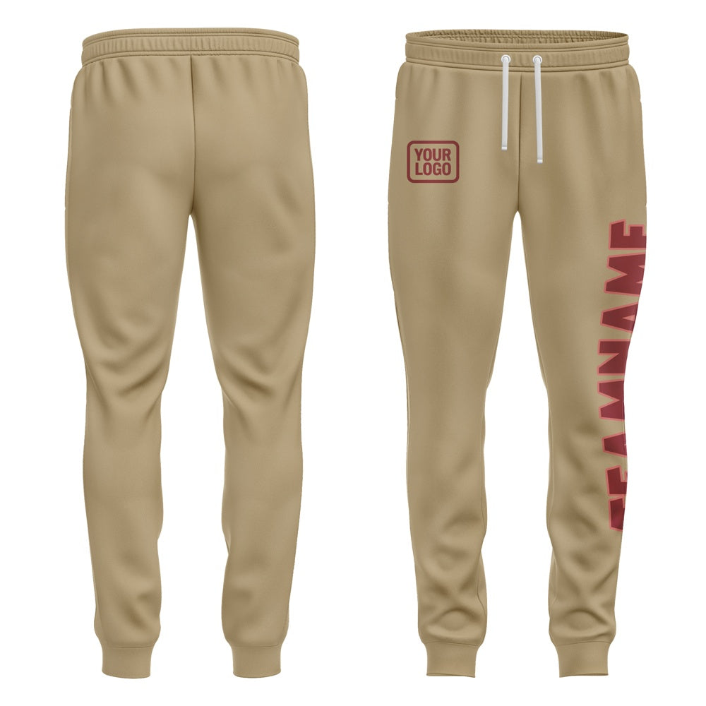 Custom Light Khaki Crimson Red Pants