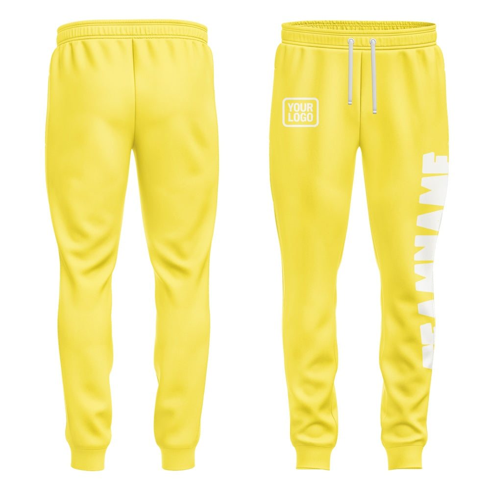 Custom Light Yellow White Pants