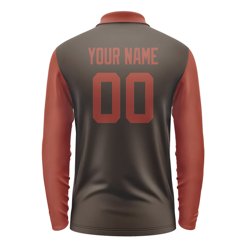 Custom Brown Coral Red Long Sleeve Polo Shirt Pl011616B116