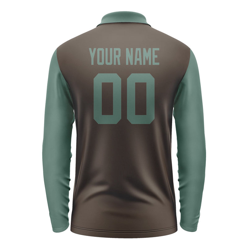 Custom Brown Blue Green Long Sleeve Polo Shirt Pl012727B127