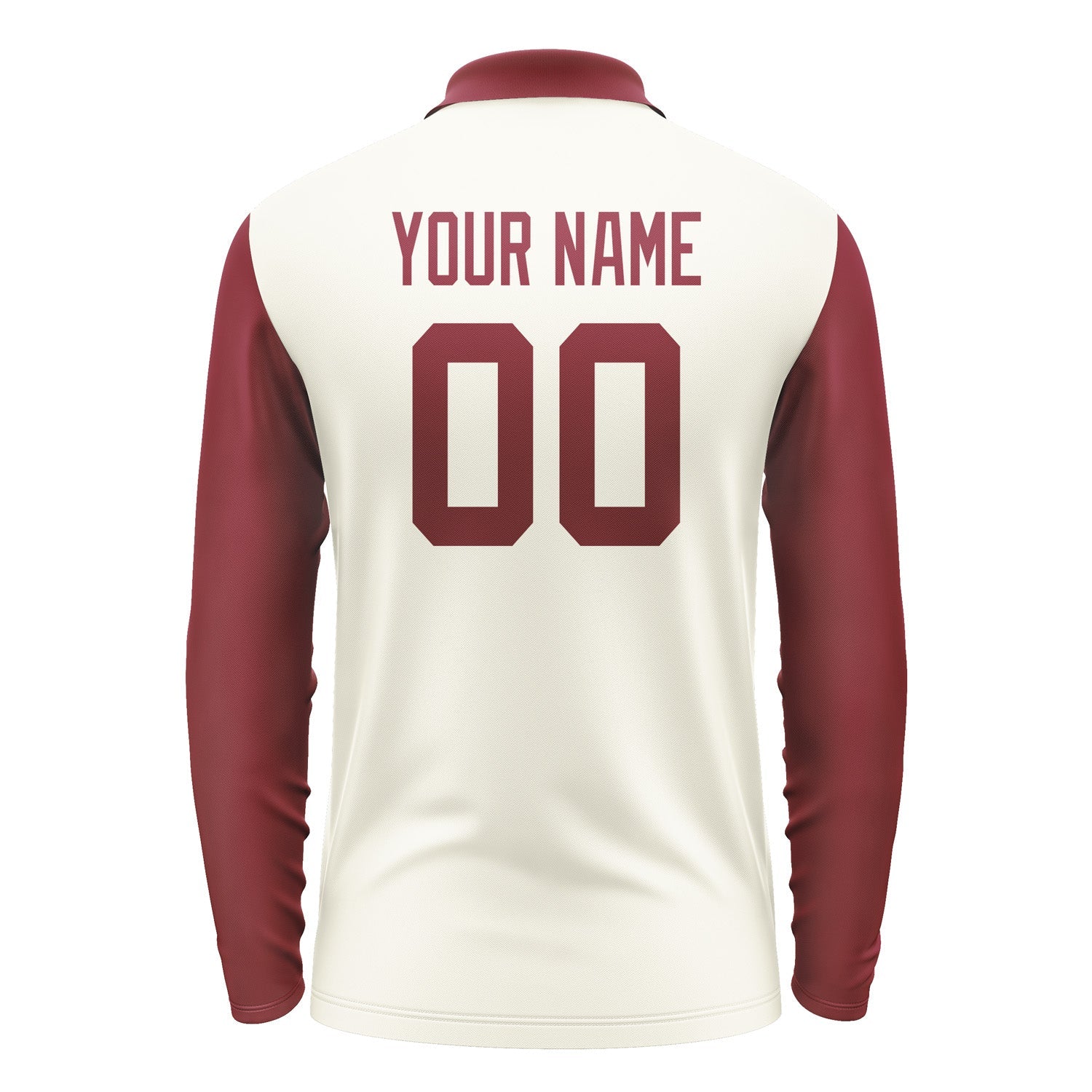 Custom Cream Crimson Red Long Sleeve Polo Shirt Pl031515B115
