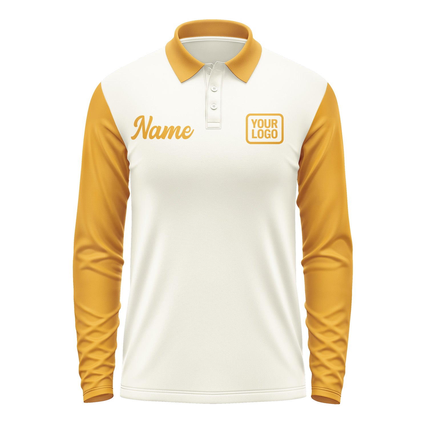 Custom Cream Yellow Long Sleeve Polo Shirt Pl031919B119
