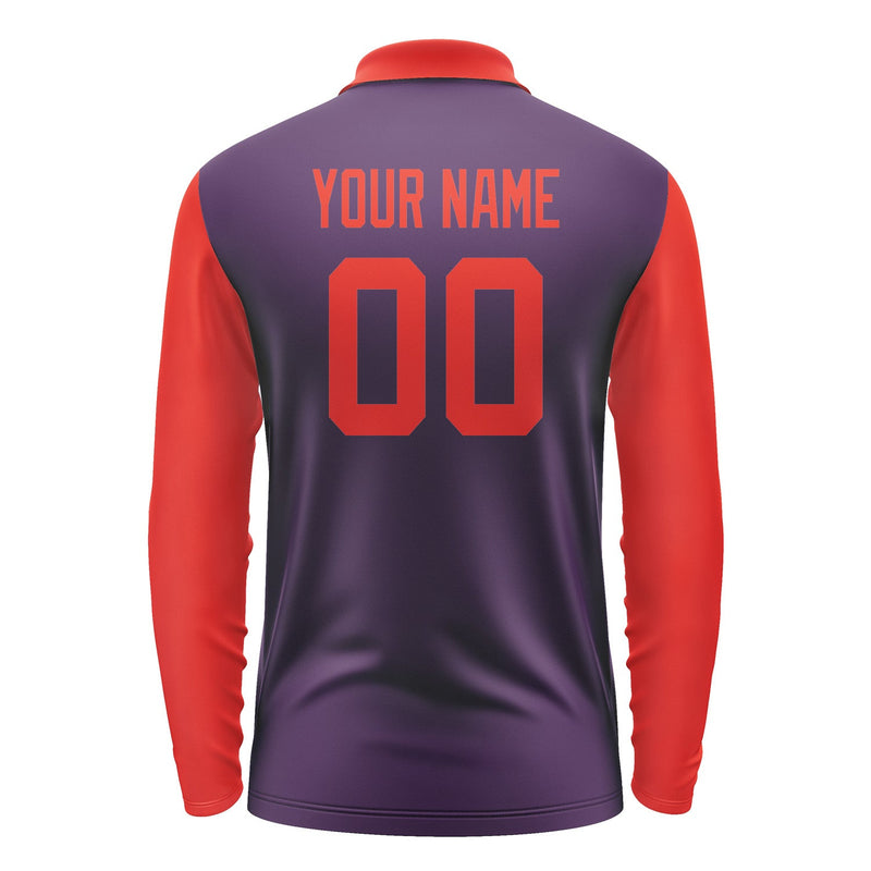 Custom Purple Orange Red Long Sleeve Polo Shirt Pl071212B112