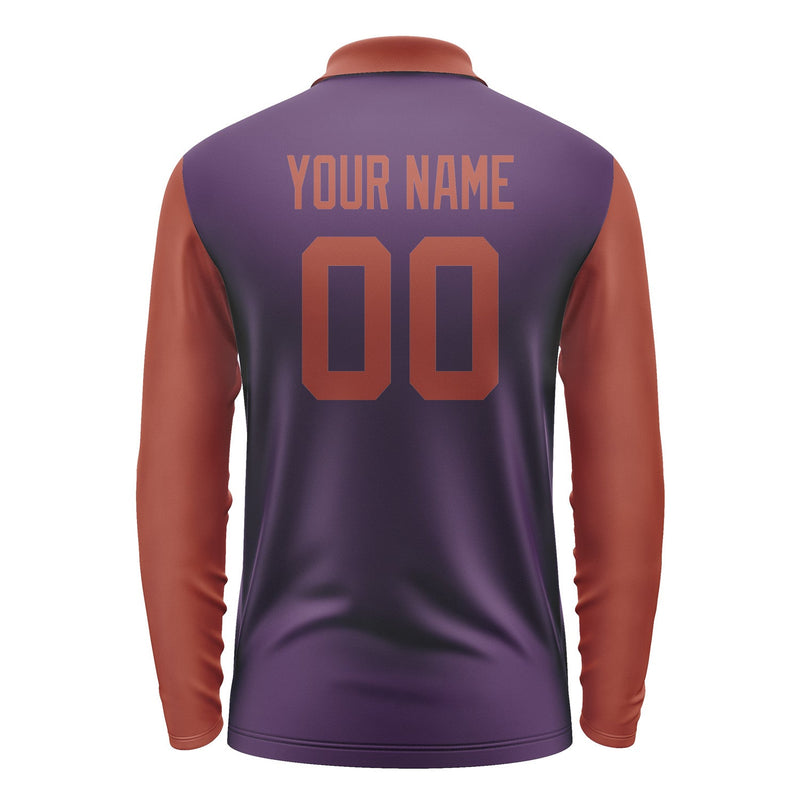 Custom Purple Coral Red Long Sleeve Polo Shirt Pl071616B116