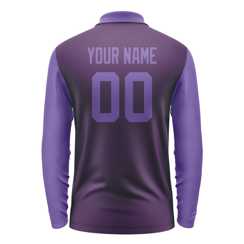 Custom Purple Light Purple Long Sleeve Polo Shirt Pl072323B123