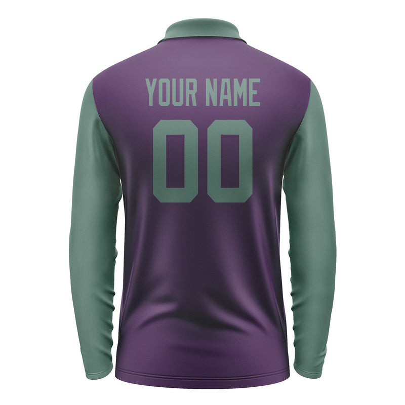 Custom Purple Blue Green Long Sleeve Polo Shirt Pl072727B127