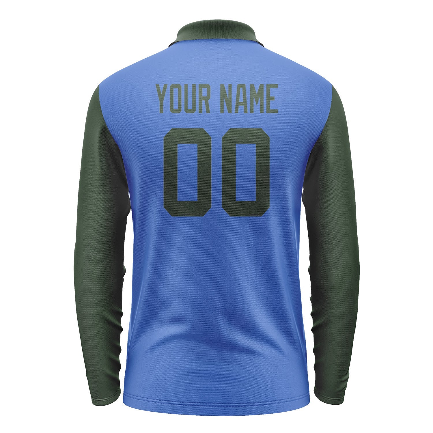 Custom Sky Blue Dark Green Long Sleeve Polo Shirt Pl090606B106