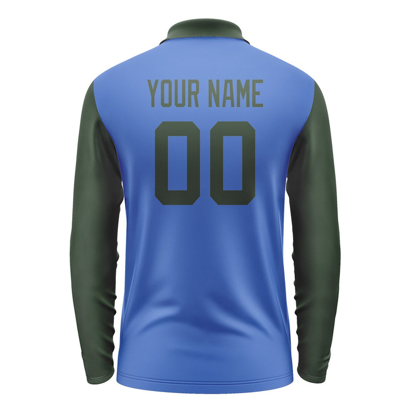 Custom Sky Blue Dark Green Long Sleeve Polo Shirt Pl090606B106
