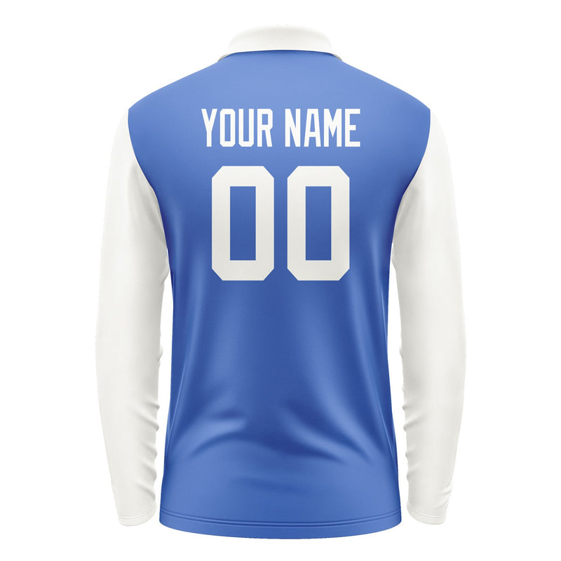 Custom Sky Blue White Long Sleeve Polo Shirt Pl091818B118