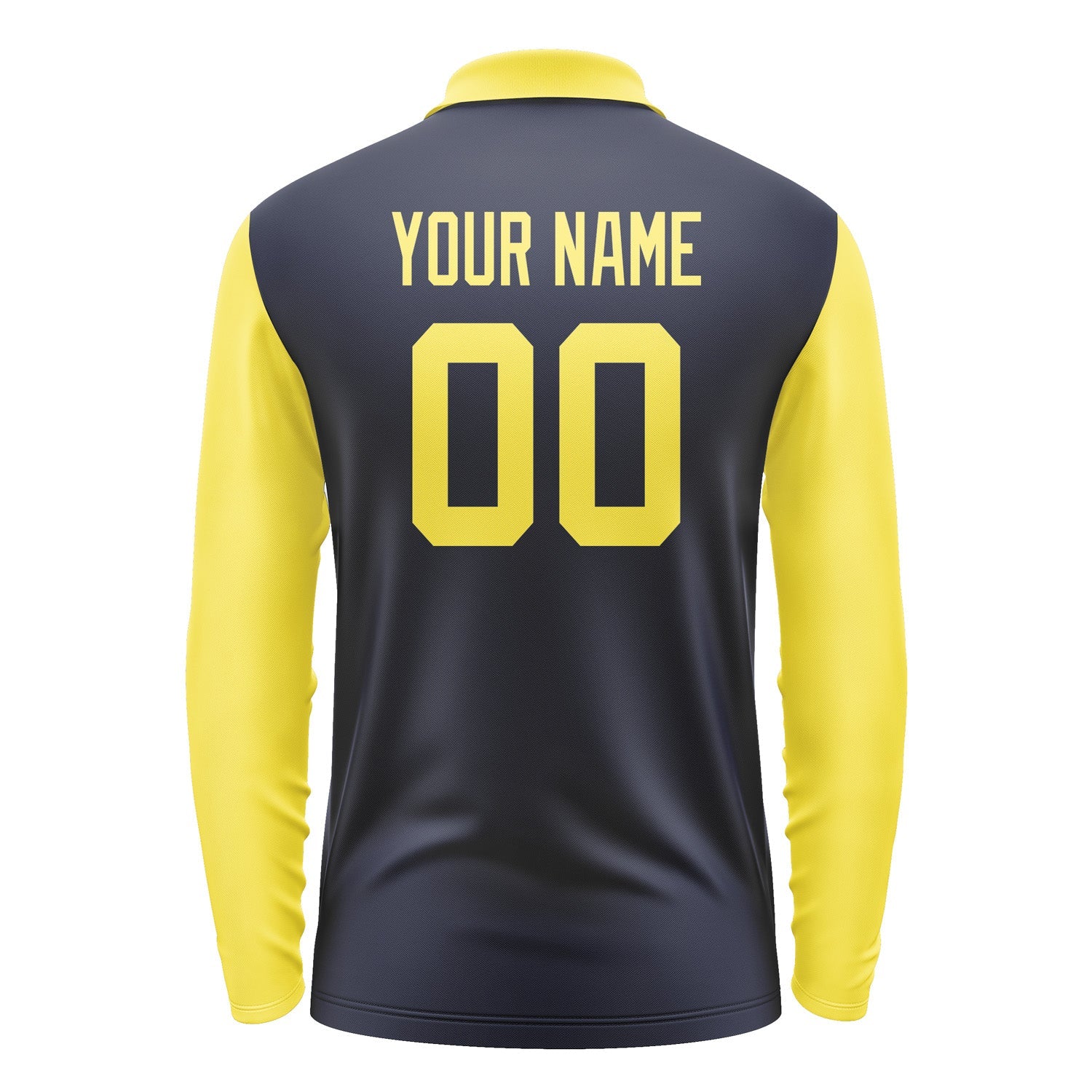 Custom Navy Light Yellow Long Sleeve Polo Shirt Pl112626B126