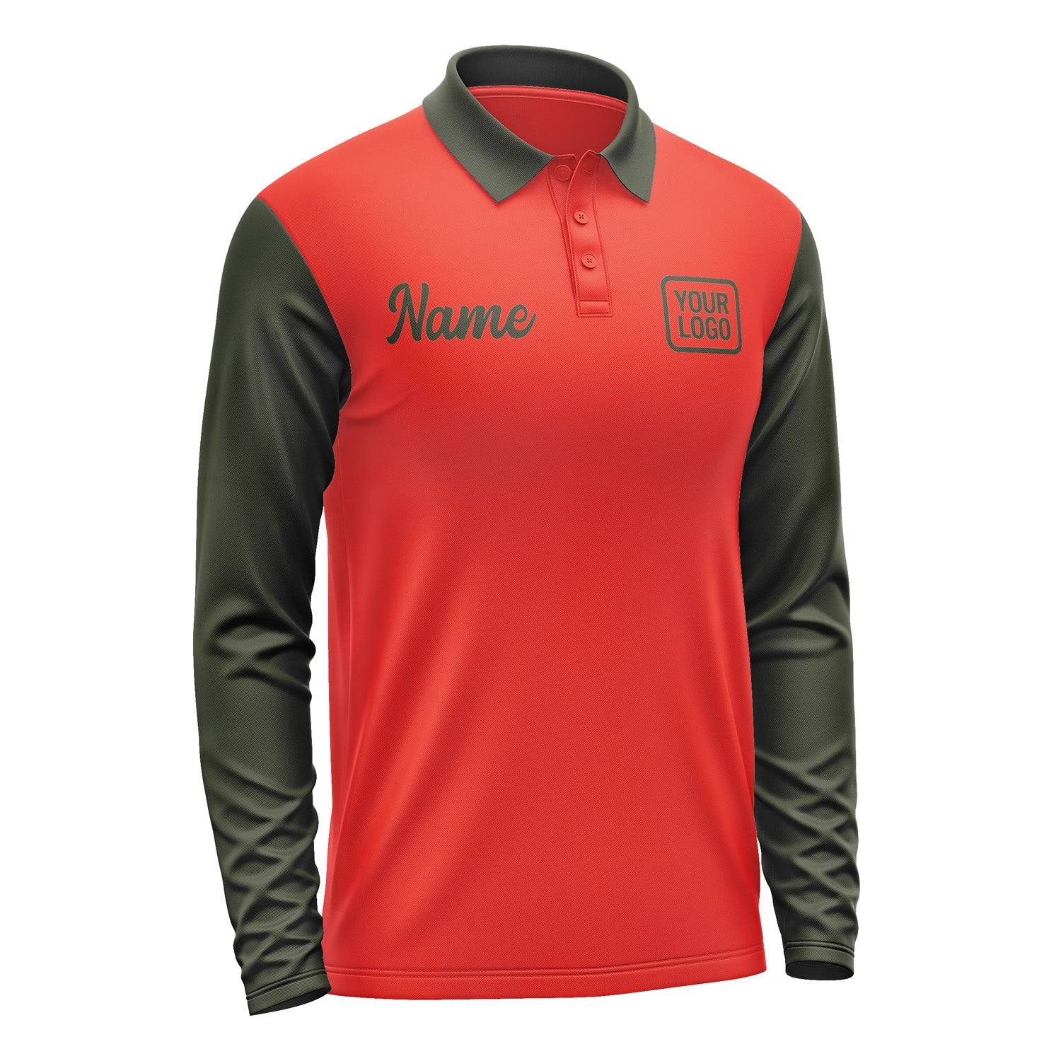 Custom Orange Red Olive Long Sleeve Polo Shirt Pl120202B102