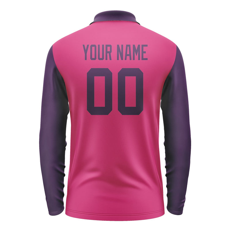 Custom Pink Purple Long Sleeve Polo Shirt Pl130707B107