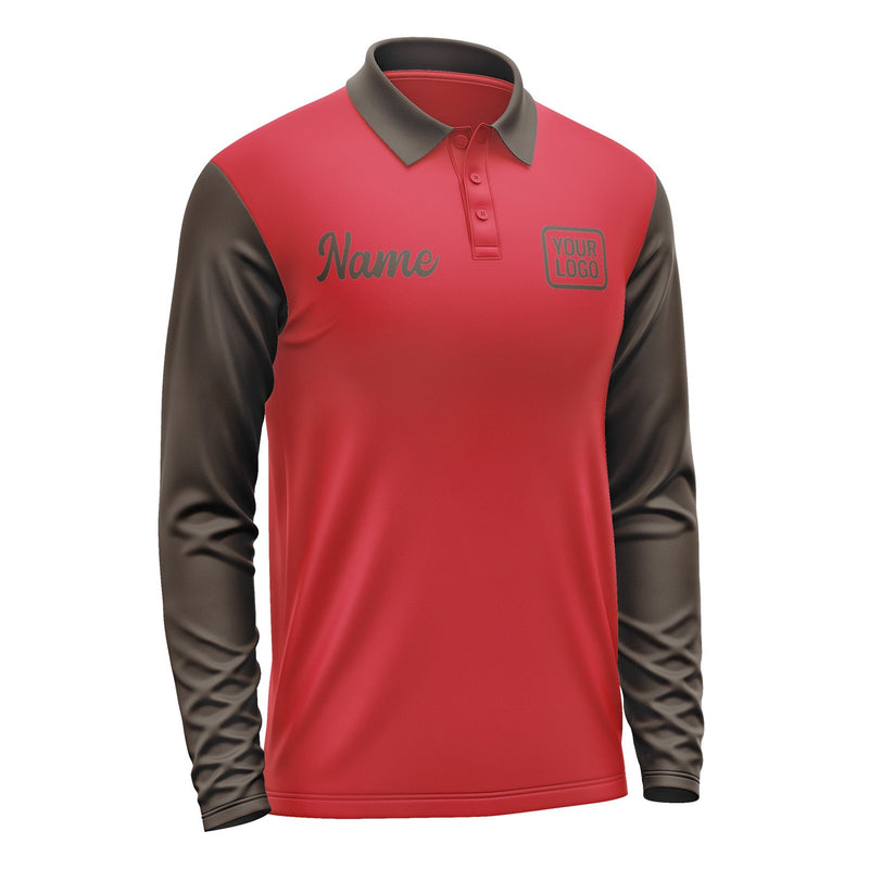 Custom Red Brown Long Sleeve Polo Shirt Pl140101B101