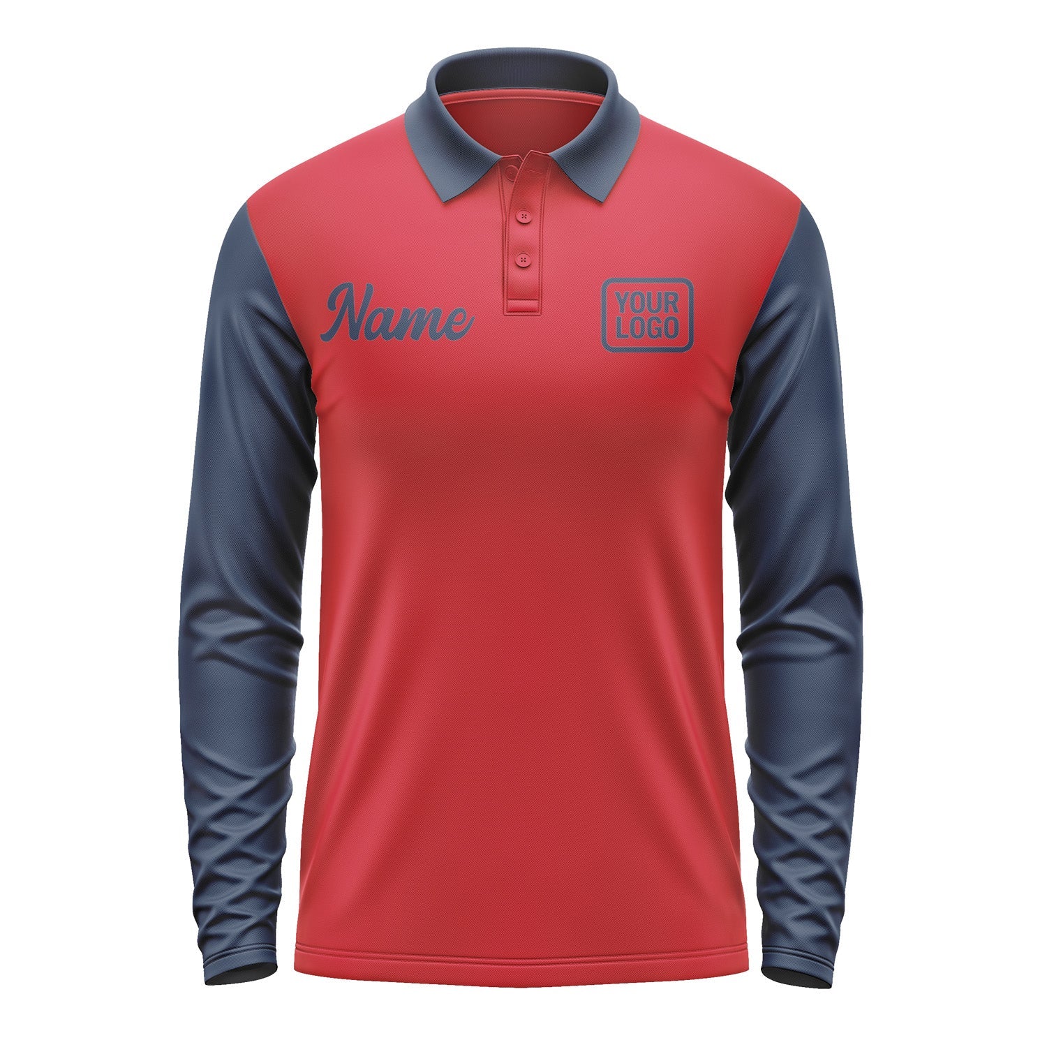 Custom Red Blue Long Sleeve Polo Shirt Pl141010B110