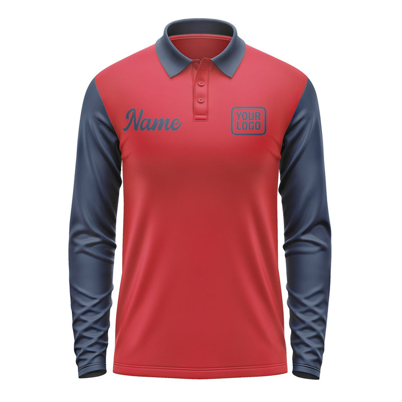 Custom Red Blue Long Sleeve Polo Shirt Pl141010B110