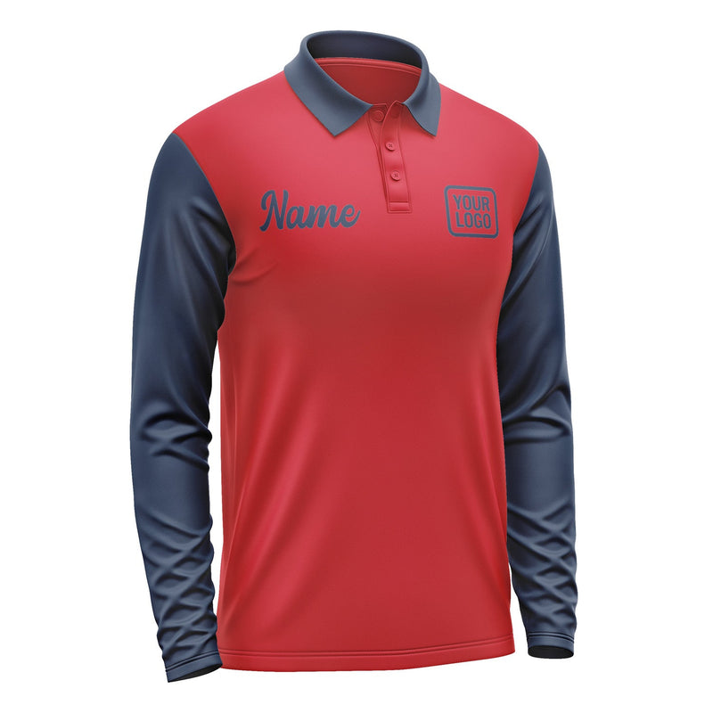 Custom Red Blue Long Sleeve Polo Shirt Pl141010B110