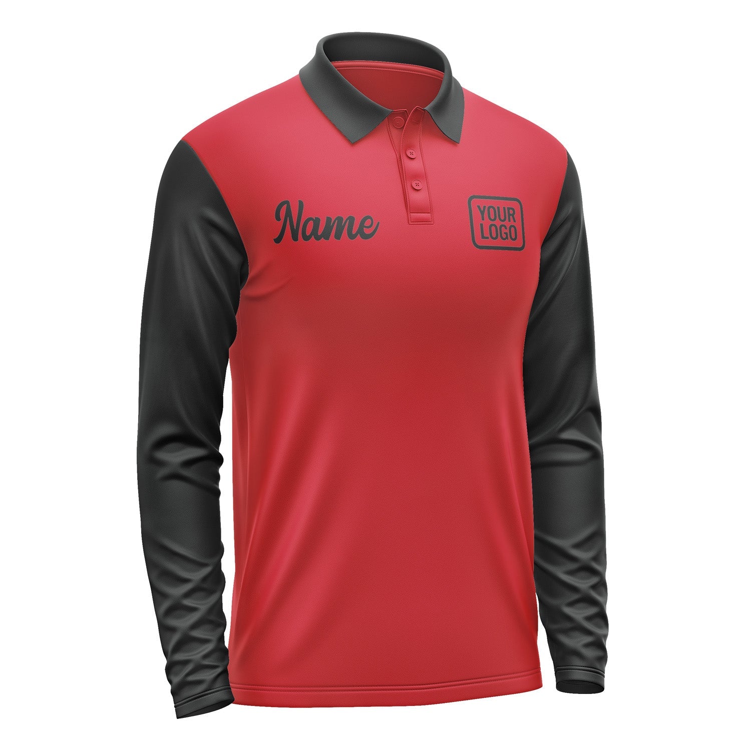 Custom Red Black Long Sleeve Polo Shirt Pl141717B117