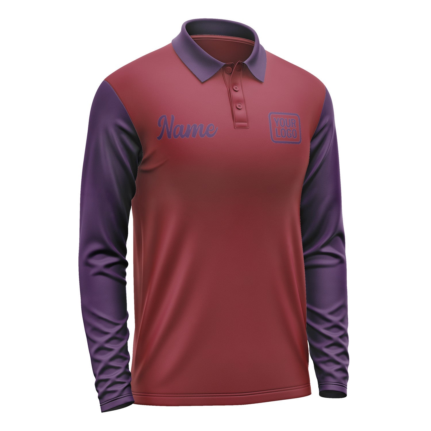 Custom Crimson Red Purple Long Sleeve Polo Shirt Pl150707B107