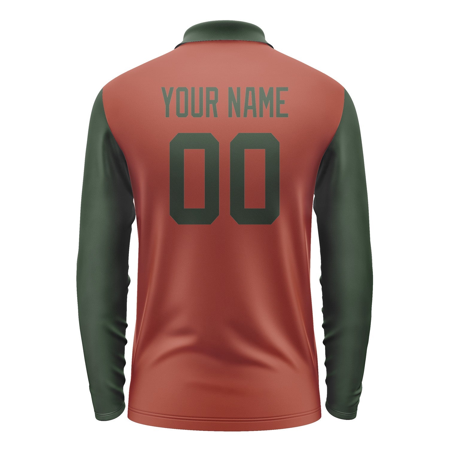 Custom Coral Red Dark Green Long Sleeve Polo Shirt Pl160606B106
