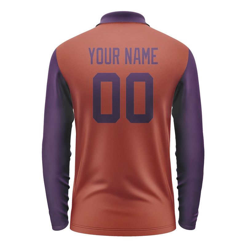 Custom Coral Red Purple Long Sleeve Polo Shirt Pl160707B107