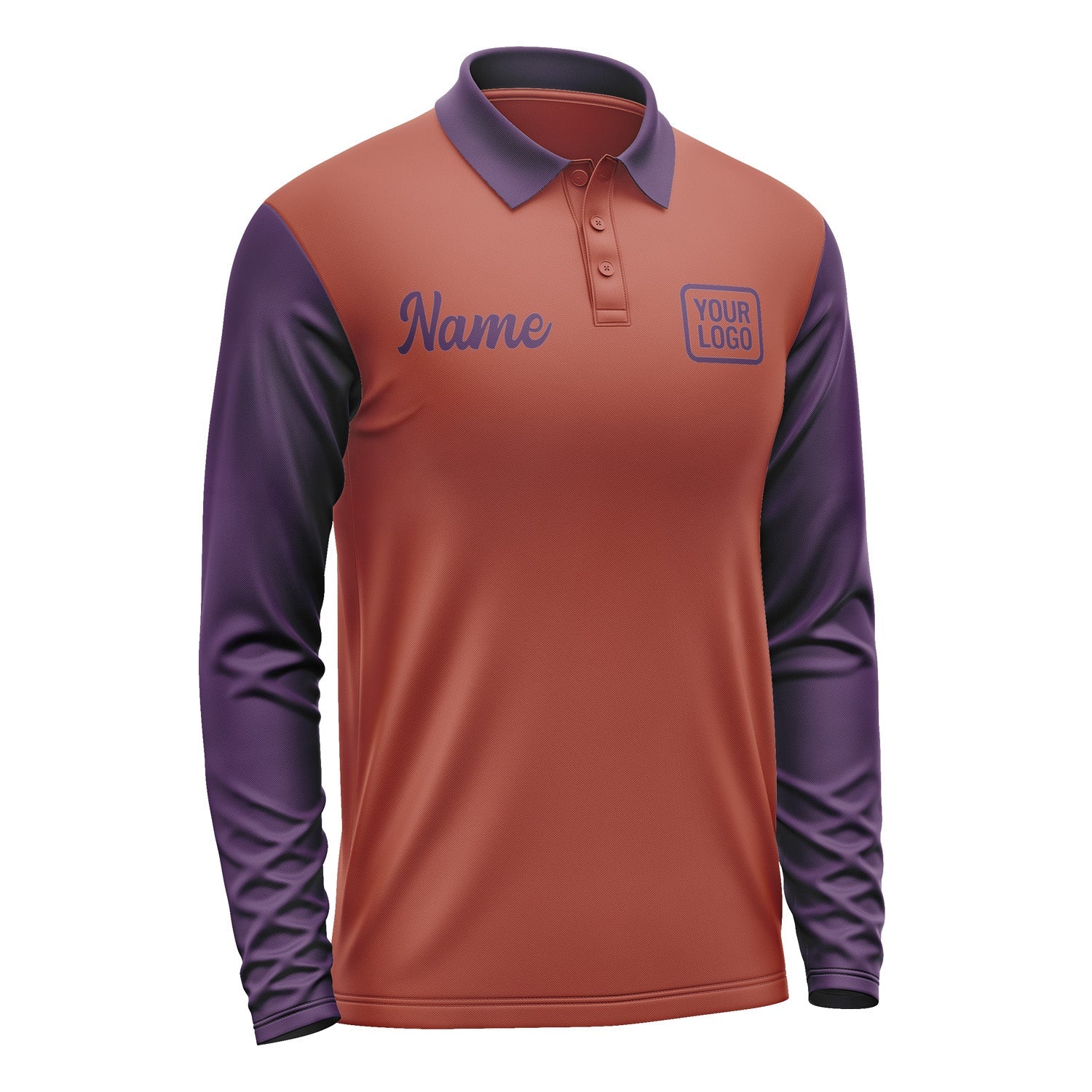 Custom Coral Red Purple Long Sleeve Polo Shirt Pl160707B107