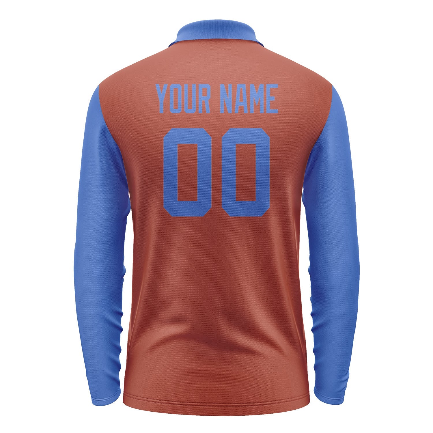 Custom Coral Red Sky Blue Long Sleeve Polo Shirt Pl160909B109