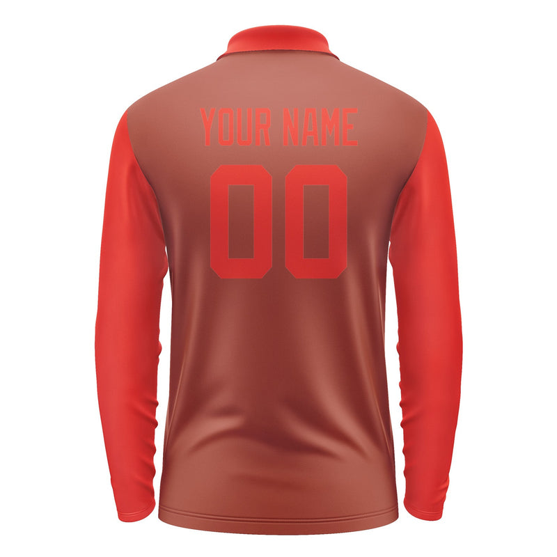 Custom Coral Red Orange Red Long Sleeve Polo Shirt Pl161212B112