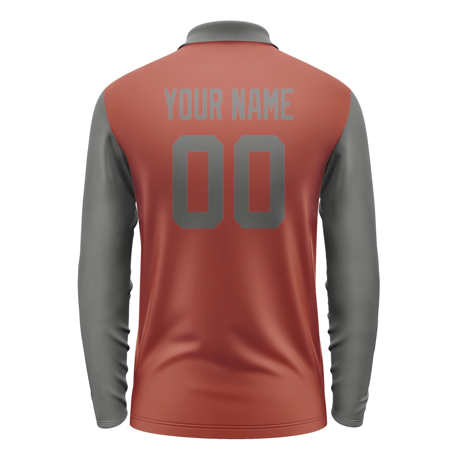 Custom Coral Red Dark Grey Long Sleeve Polo Shirt Pl162020B120