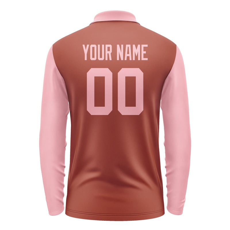 Custom Coral Red Light Pink Long Sleeve Polo Shirt Pl162121B121