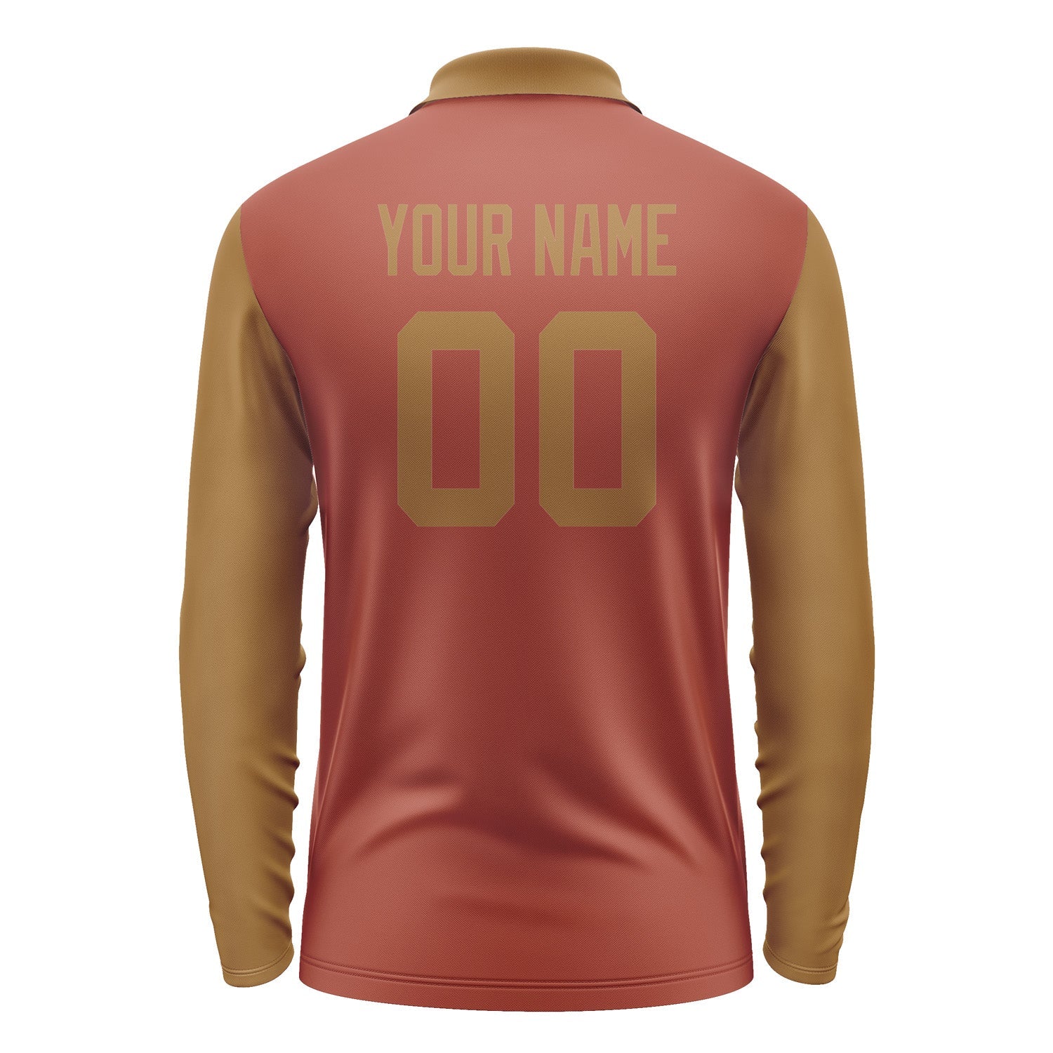 Custom Coral Red Khaki Long Sleeve Polo Shirt Pl162222B122