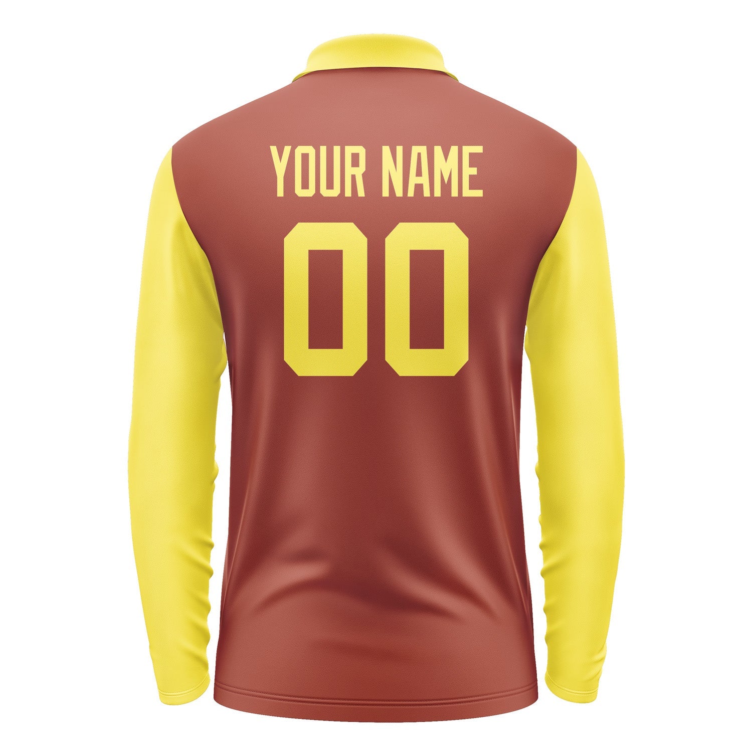 Custom Coral Red Light Yellow Long Sleeve Polo Shirt Pl162626B126