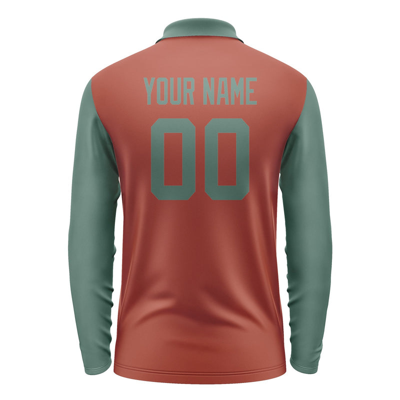 Custom Coral Red Blue Green Long Sleeve Polo Shirt Pl162727B127