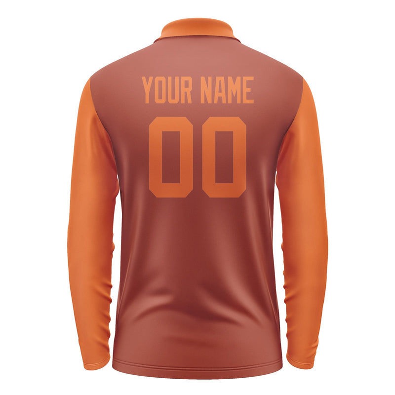 Custom Coral Red Orange Long Sleeve Polo Shirt Pl162828B128