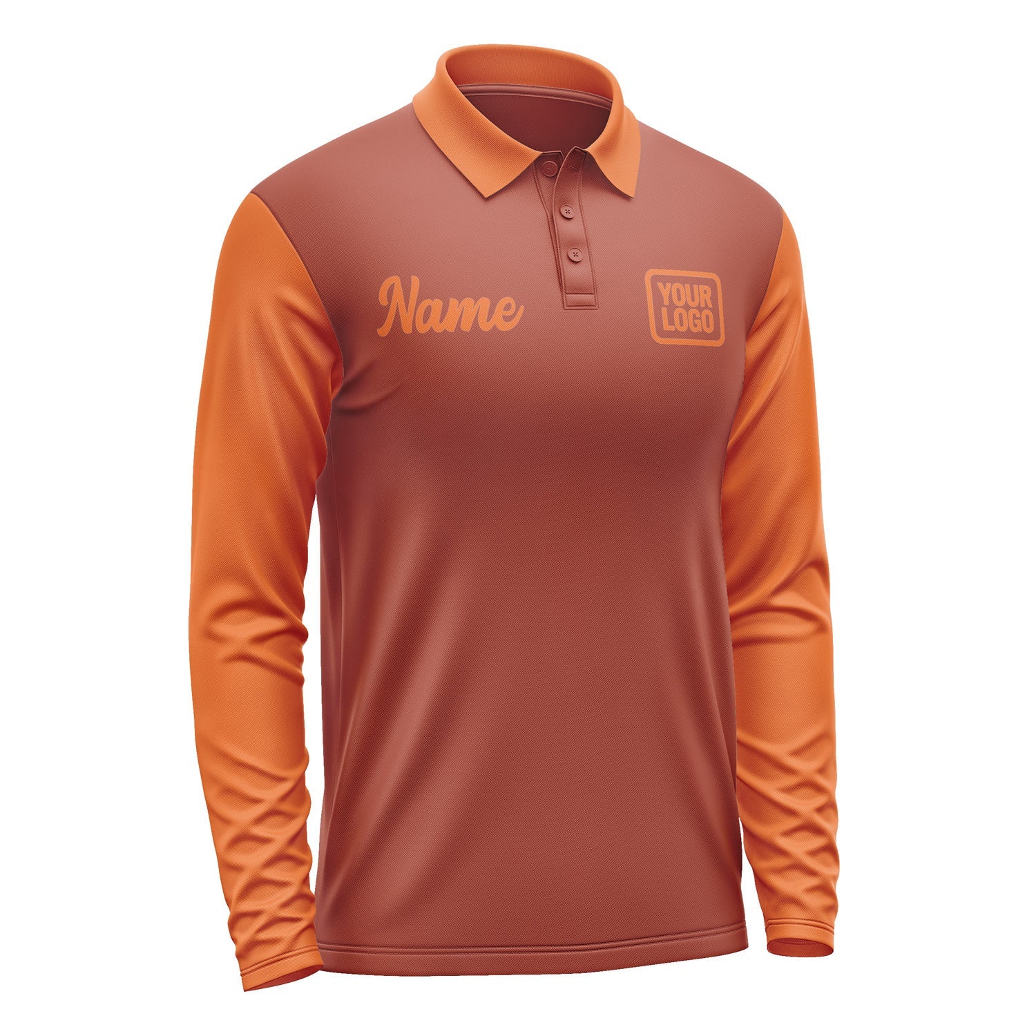 Custom Coral Red Orange Long Sleeve Polo Shirt Pl162828B128