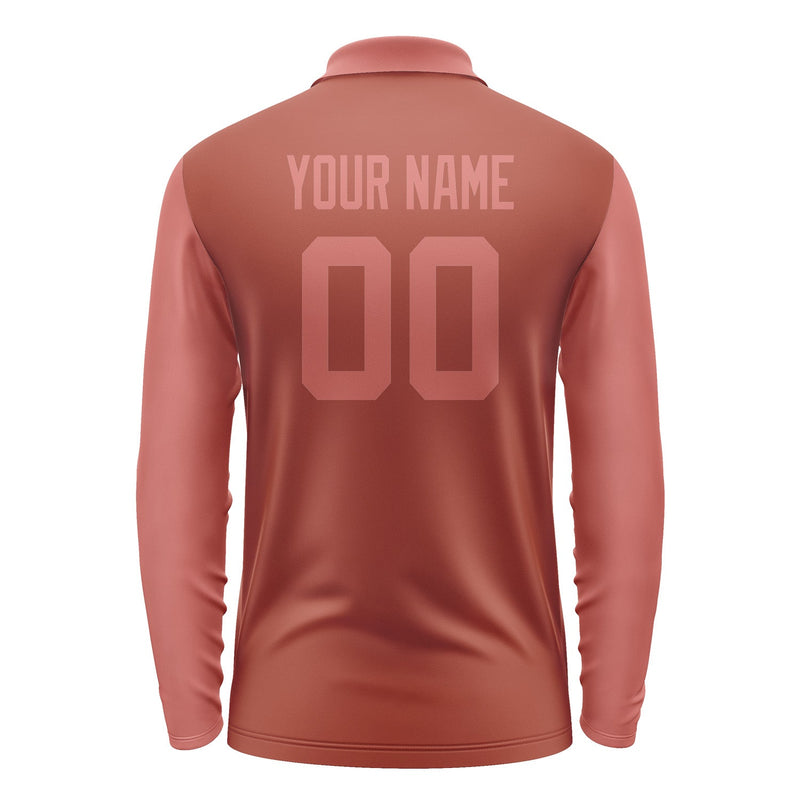 Custom Coral Red Copper Rose Long Sleeve Polo Shirt Pl162929B129