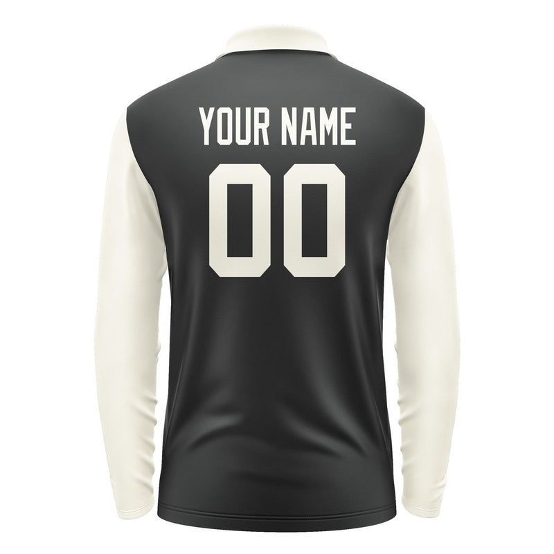 Custom Black Cream Long Sleeve Polo Shirt Pl170303B103