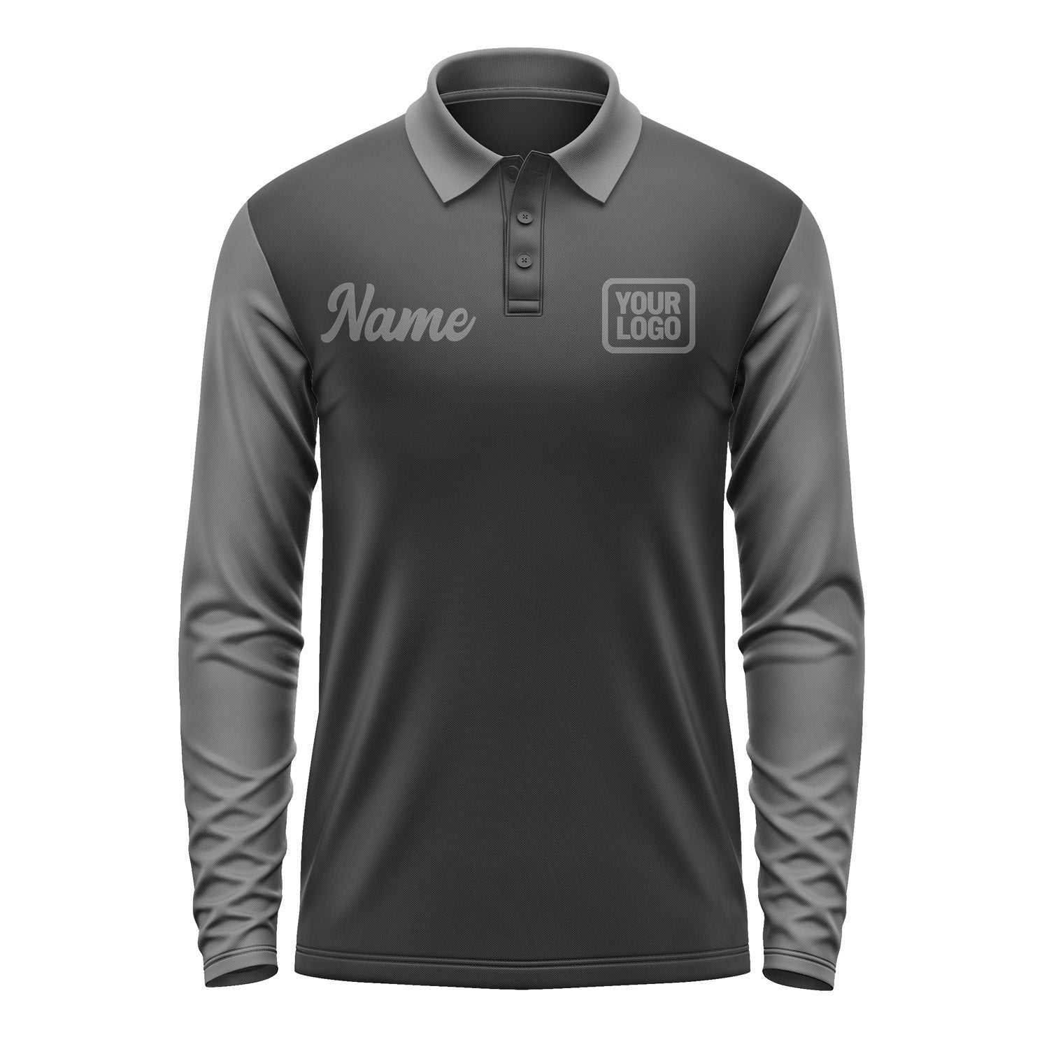 Custom Black Dark Grey Long Sleeve Polo Shirt Pl172020B120