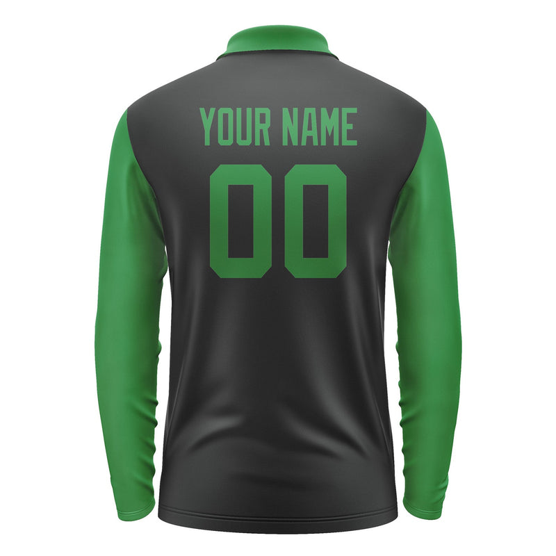 Custom Black Emerald Green Long Sleeve Polo Shirt Pl172424B124