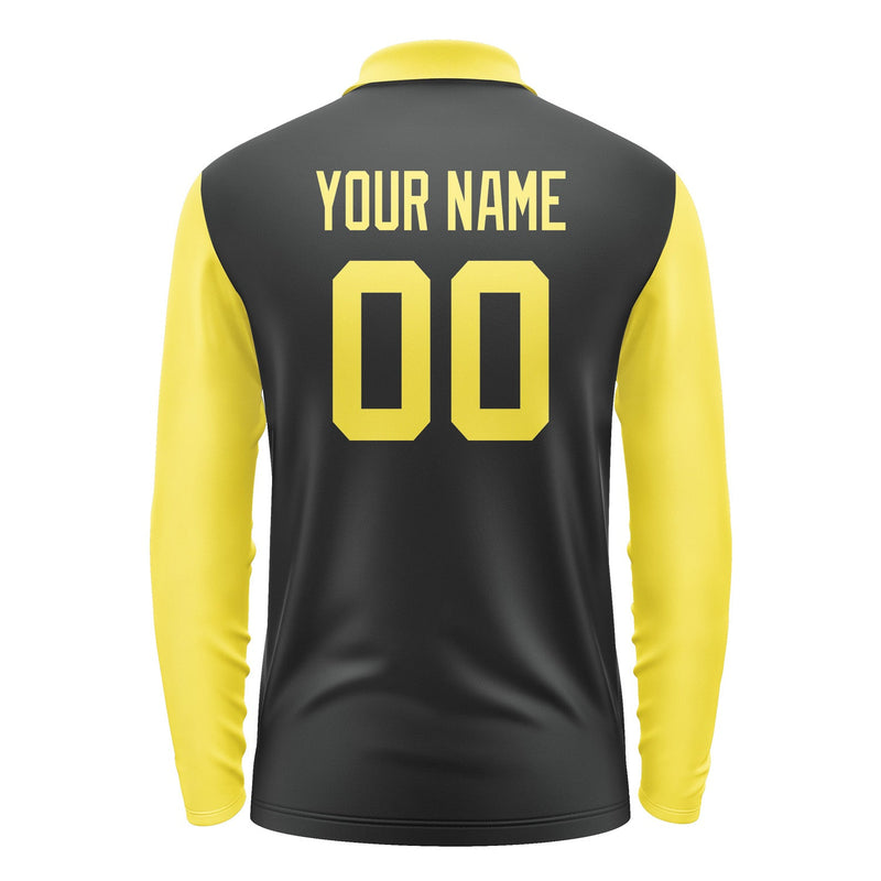 Custom Black Light Yellow Long Sleeve Polo Shirt Pl172626B126