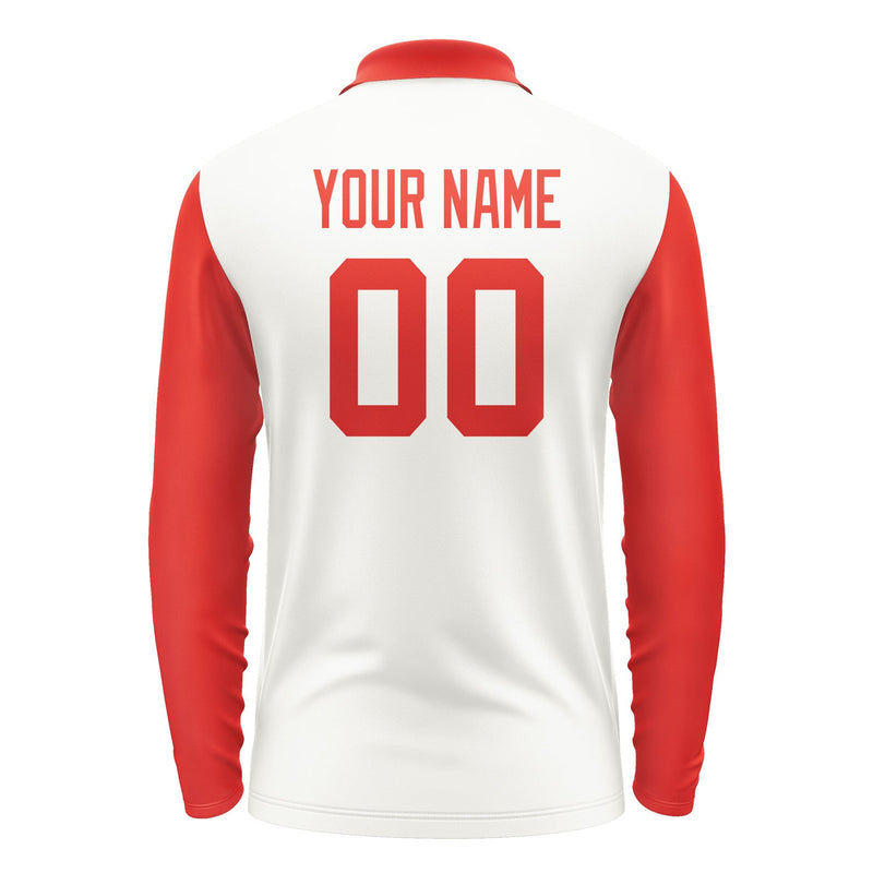 Custom White Orange Red Long Sleeve Polo Shirt Pl181212B112