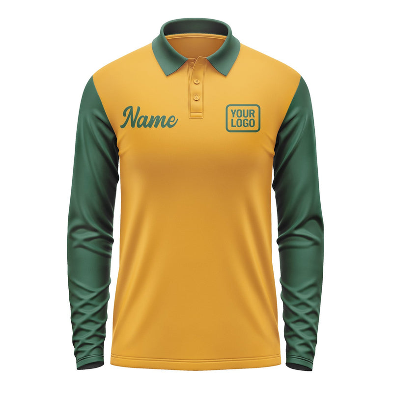 Custom Yellow Green Long Sleeve Polo Shirt Pl190505B105