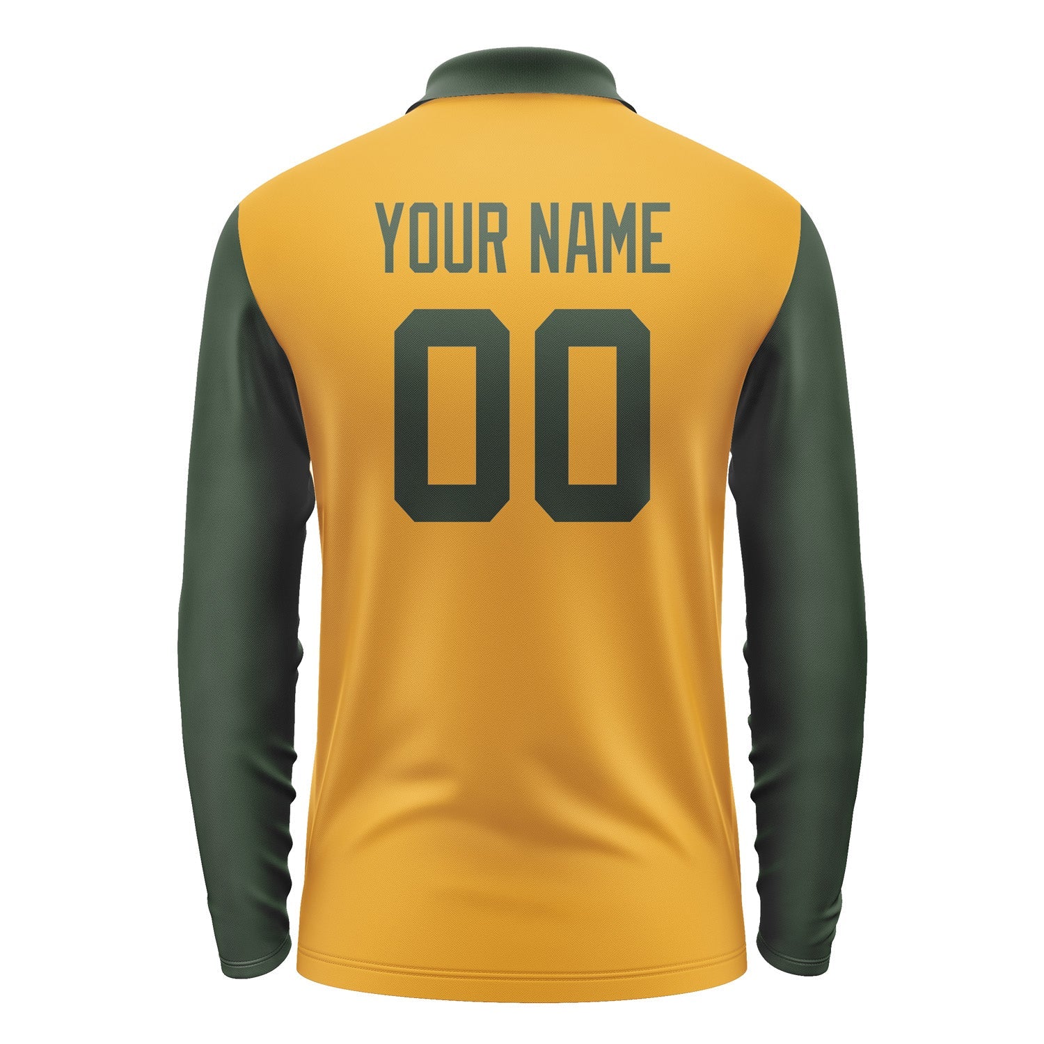 Custom Yellow Dark Green Long Sleeve Polo Shirt Pl190606B106