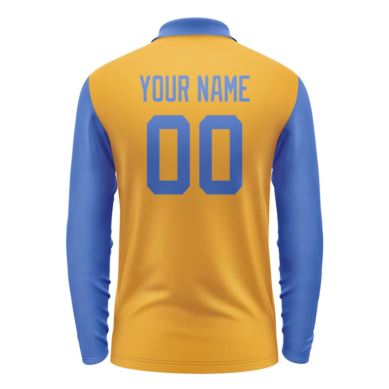 Custom Yellow Sky Blue Long Sleeve Polo Shirt Pl190909B109