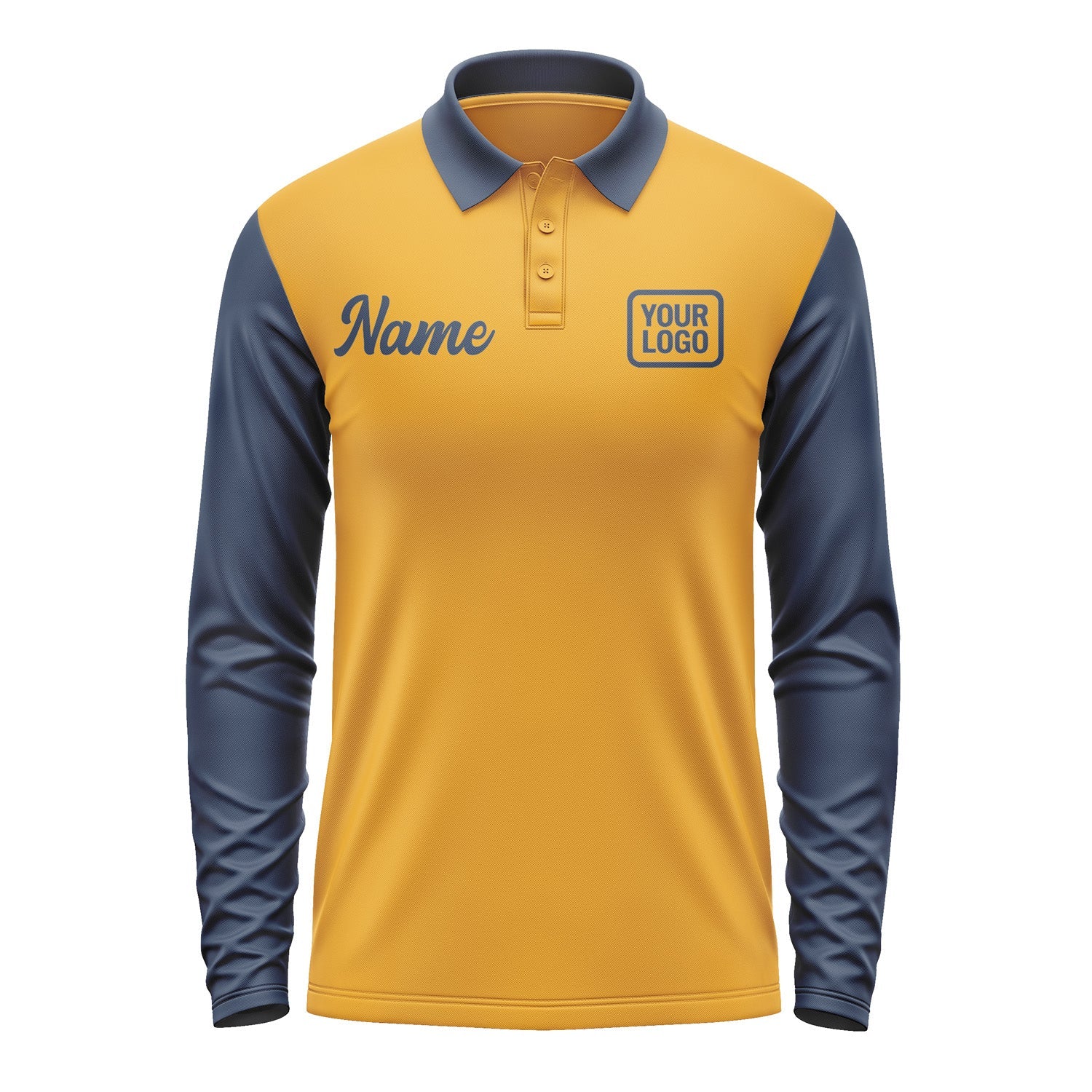 Custom Yellow Blue Long Sleeve Polo Shirt Pl191010B110