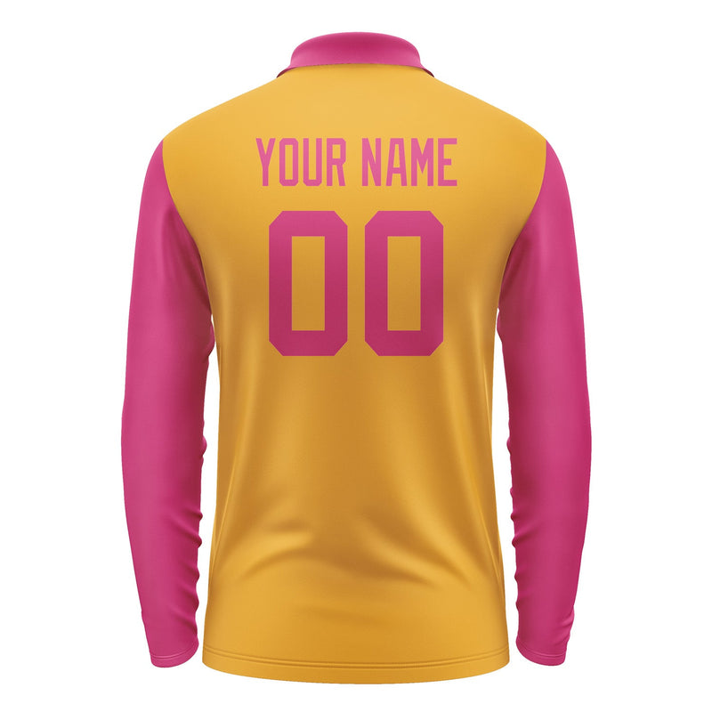 Custom Yellow Pink Long Sleeve Polo Shirt Pl191313B113