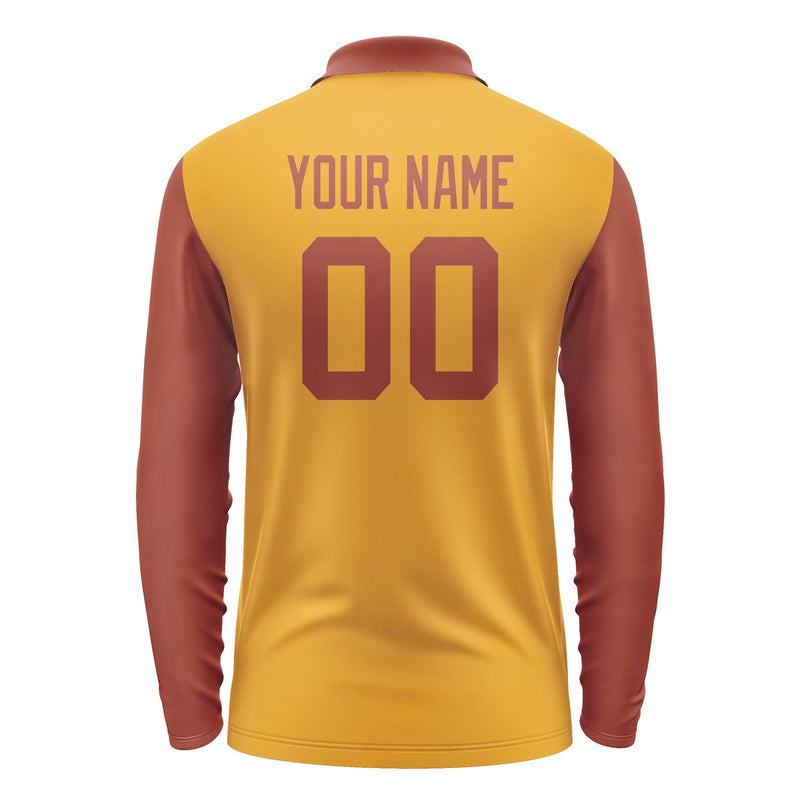 Custom Yellow Coral Red Long Sleeve Polo Shirt Pl191616B116