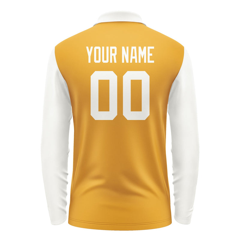 Custom Yellow White Long Sleeve Polo Shirt Pl191818B118