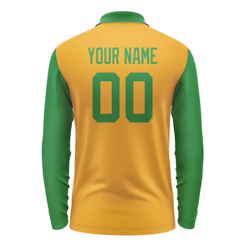 Custom Yellow Emerald Green Long Sleeve Polo Shirt Pl192424B124