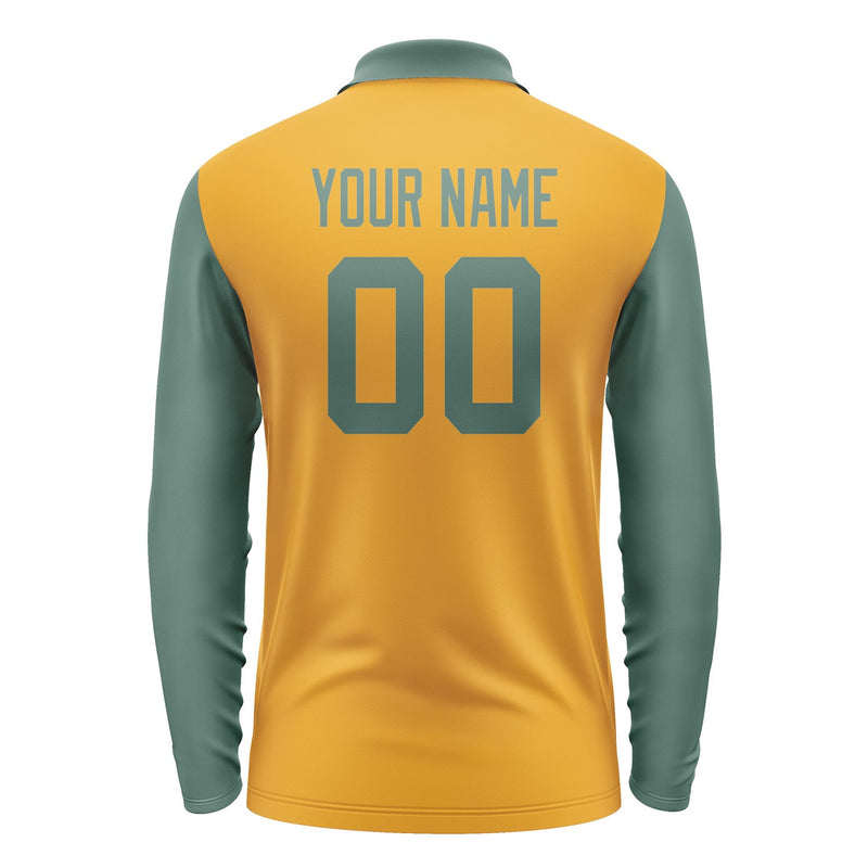 Custom Yellow Blue Green Long Sleeve Polo Shirt Pl192727B127