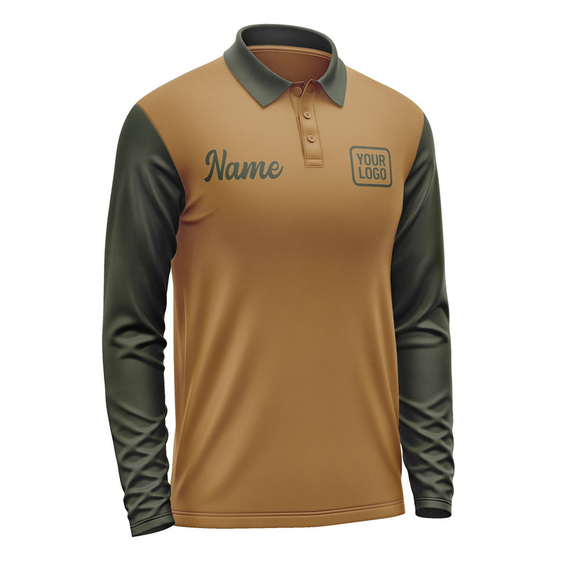 Custom Khaki Olive Long Sleeve Polo Shirt Pl220202B102